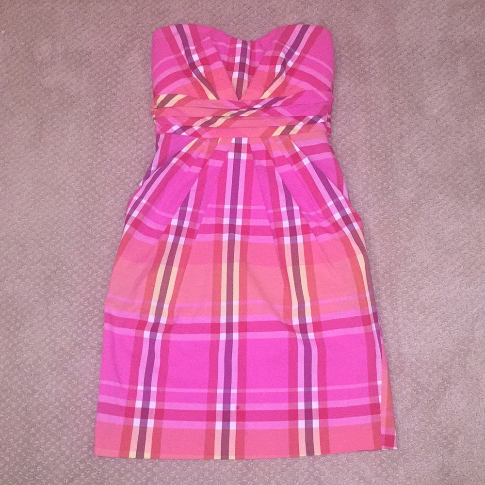 Teeze Me plaid strapless dress
